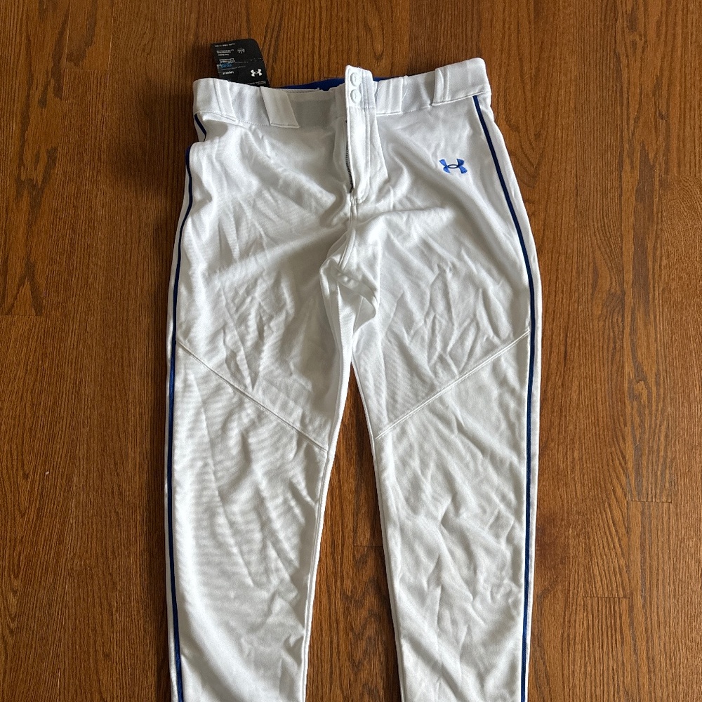 YXL Under Armour white baseball pants